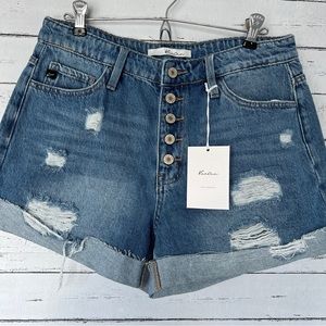 KanCan High Rise Button Fly Distressed Denim Shorts - NWT